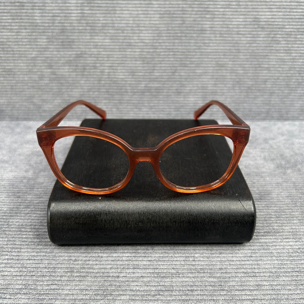 Michael Kors Brown Amber Cat Eye Y2k Eyeglasses Gold Logo Medallion Frames